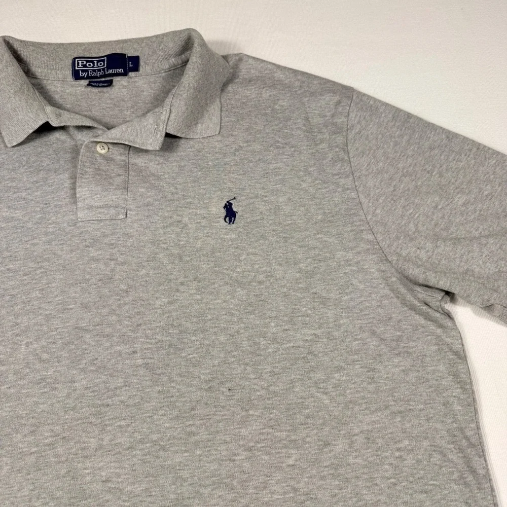 Polo Ralph Lauren Shirt L Gray Short Sleeve Cotton Classic‎ Fit Pony Logo SOFT